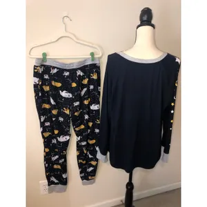 Cuddl Duds Blue Sleeping Dogs Stars Moon Print Pajama Set Size L Cozy Soft thumbnail 5