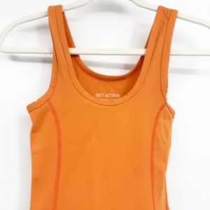 SET ACTIVE Womens Orange Sportbody Athleisure Shortysuit Athletic Romper Size M thumbnail 2