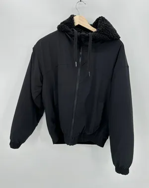Lululemon Reversible Fleece Jacket Womens 8‎ Black Full Zip Sherpa Lined Hooded thumbnail 1