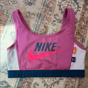 Nike Pink and Navy Sports Bra size Medium retro style thumbnail 1