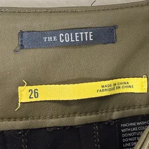 Maeve Anthropologie The Colette Faux Leather Wide Leg Pants‎ Olive Green Size 26 thumbnail 3