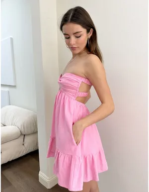 Cotton Candy LA pink strapless mini dress thumbnail 2