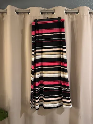 Women's Linda Matthew’s Striped Maxi Skirt - Black, Pink & Cream thumbnail 2