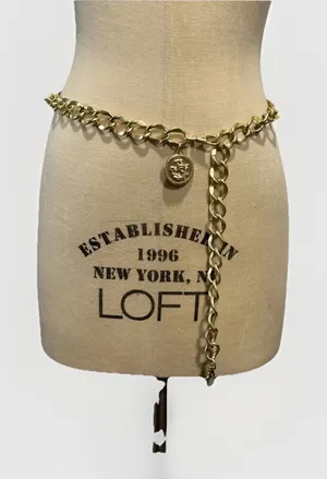 Womens Gold Tone Medallion Chunky Chain Link Belt 41" Long Y2K Party Fashion thumbnail 1