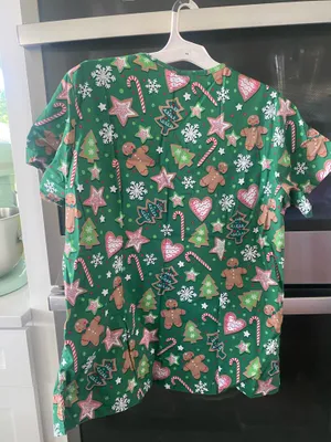 Butter Soft Holiday Pattern Scrub Top thumbnail 2