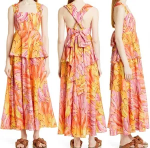 Farm Rio Ombra Banana Tie Back Maxi Dress size S thumbnail 1