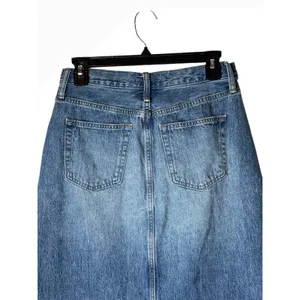 Uniqlo Denim Midi Skirt Women 10 Blue Medium Wash Front Slit Straight Jean thumbnail 6