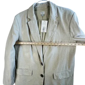 A New Day Linen‎ Blend Oversize Blazer Casual Work Office Career Jacket Beige M thumbnail 5