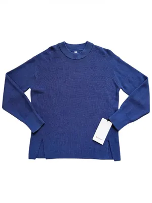 NWT lululemon Merino Wool-Blend Ribbed Crewneck Sweater Heathered Psychic Blue 4 thumbnail 4