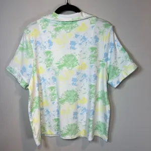 KIKIT 2-Piece Short Lounge Set Pastel Tie Dye Short Sleeve Button Up Shirt Large thumbnail 8
