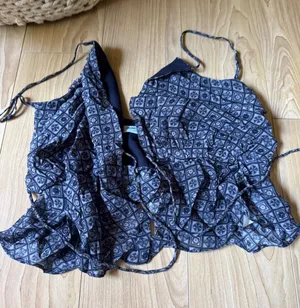 Rumored Ruffle Crop Blue Size XS thumbnail 1