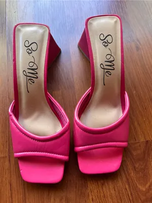 So Me Pink Square Toe Block Heel Slide Mules Size 7 thumbnail 1