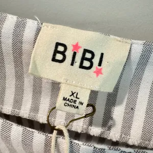 BIBI Blue White Striped Tiered Babydoll Mini‎ Dress Puff Sleeve XL NWT thumbnail 2