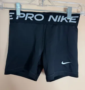 Nike Black Kids Pro Compression Shorts with White Swoosh thumbnail 1