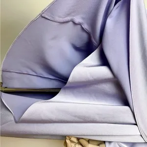 Elliatt Cocktail Satin Midi Dress Lavender Asymmetrical Long Sleeve S NWT thumbnail 5