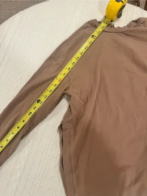Oversized Long Sleeve Side Slit Tunic Top - Taupe/Mushroom - Size Medium thumbnail 7