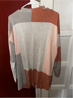 J. Jill Pure Jill Colorblock Patchwork Cardigan Longline Single Button Duster M thumbnail 4