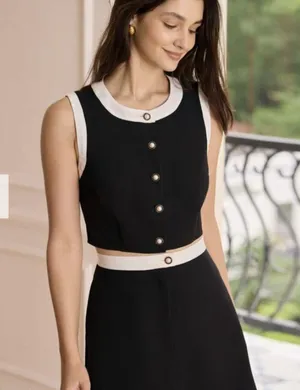 RIHOAS The Black Round Neck Colorblock Tank Top 3 thumbnail 2