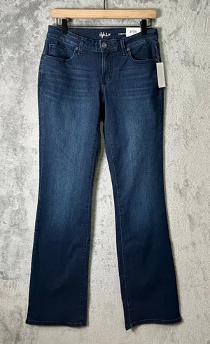 Style & Co Curvy Straight‎ Leg Jeans Low Rise 4L New Blue Cowboy Rodeo thumbnail 1