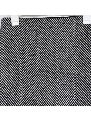LOFT Size 0 Black White Herringbone Wool Mini Skirt thumbnail 3