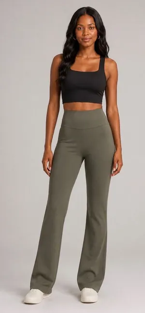 Lululemon Groove Super-High-Rise Flared Pant Army Green Size 0 Nulu thumbnail 1