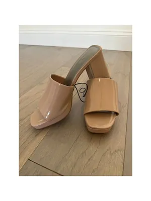 Worthington Nude Patent Block Heel Platform Mules Size 8.5 thumbnail 3