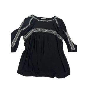 Miss Me Black Embroidered Cold Shoulder Peasant Blouse Size Medium thumbnail 2