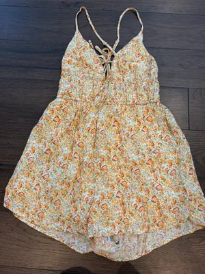 Garage Yellow & Orange Floral Smocked Romper Size XS - C33-042 thumbnail 3