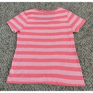 Old Navy‎ Vintage Women's Pink White Stripped V Neck Short Sleeve Tee Size Large thumbnail 5