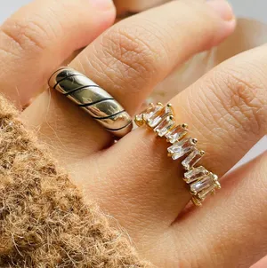 Sterling Silver Ring + CZ Ring Set Of 2 thumbnail 4