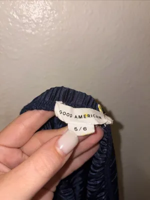 ✨Good American Always Fits Plisse Wide Leg Navy Sz 5/6=2x-3x Pants✨ thumbnail 7