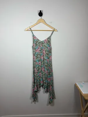 Ariat Camo Floral Asymmetrical Handkerchief Hem Tank Dress Rayon Small thumbnail 2