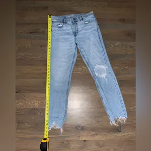 American Eagle Outfitters Light Blue Distressed Boyfriend Jeans thumbnail 3