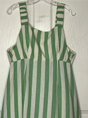 Pact Organic Cotton & Linen Sz XXXL Green and White Striped Maxi Dress thumbnail 4