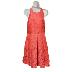 Caitlin Michelle Halter Dress Women 8 Coral Pink‎ Excellent Floral Brocade Party thumbnail 2