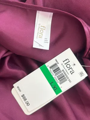 Flora Deep Purple Long Sleeve Satin Robe Size‎ Large/XL thumbnail 5