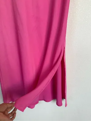 A New Day Pink Satin Midi Slip Skirt Side Slit Y2K Barbiecore Size S thumbnail 3