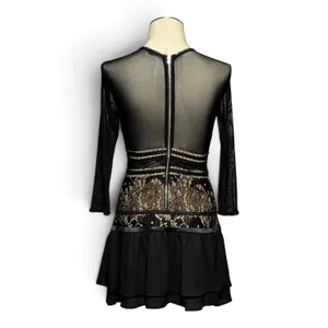 Gianni Bini Lace Mesh Sheer Illusion Mini Cocktail Dress Black XS thumbnail 4