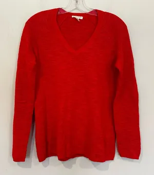 Eileen Fisher Linen V-Neck Sweater Women's Medium Petite Orange Preppy‎ Classic thumbnail 1