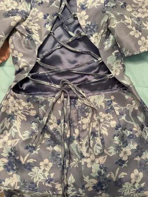 Lulus Blue Floral Jacquard Ruffled Skater Dress thumbnail 5