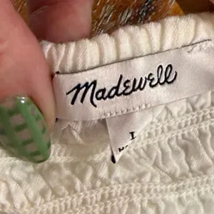 Madewell White Eyelet Tiered Cami Top Tie Straps Smocked Back Linen Blend Large thumbnail 3