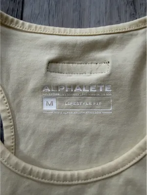 Alphalete LifeStyle Fit Cropped Yellow Cotton Racerback Tank Top size medium thumbnail 6