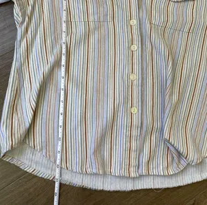 Selene Sport Vintage Linen Rayon Striped Roll Tab Sleeve Button Up Shirt ~ Sz L thumbnail 11