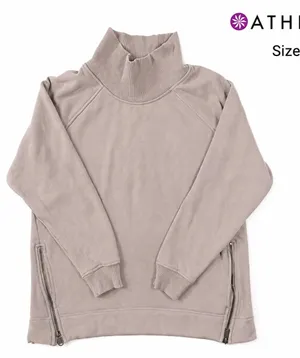 Athleta Cozy Karma Side Zip Funnel Neck Sweatshirt Women L Dogwood Mauve thumbnail 1