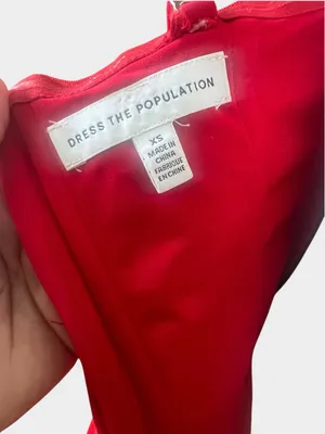 Dress the Population Ferra Rouge Red Ruched Midi Dress XS Strapless thumbnail 8