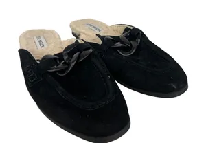 Steve Madden sz8 black Cally Faux Shearling Lined Mule chain thumbnail 1