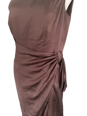 ESCADA Brown Silk Blend One Shoulder Cocktail Dress Size 38 / US 8 thumbnail 4