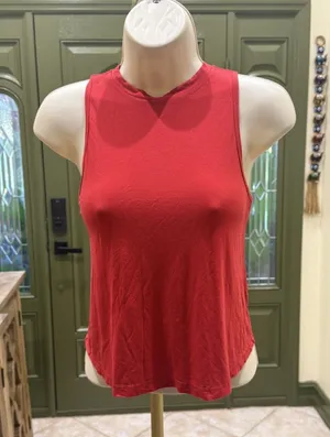 Red sleeveless high neck tank top size XS thumbnail 1