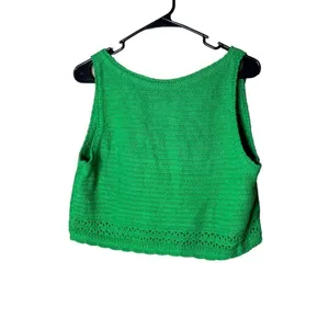 Women’s Green Crochet‎ Sleeveless Crop Top thumbnail 4