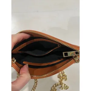 Like new! Brown Vegan leather thin cross body gold chain‎ Bag thumbnail 9